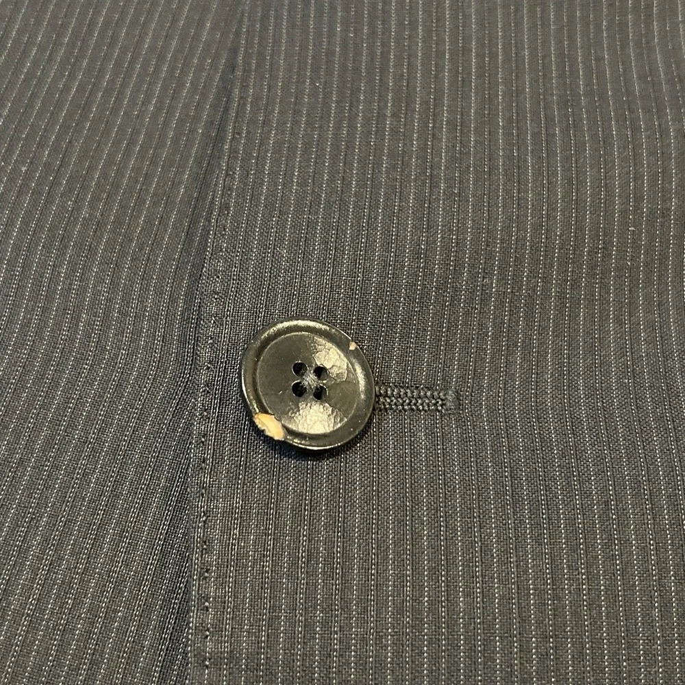 Armani Collezioni Wool Blazer 3-Button  In Pin Black Size 48L Italy